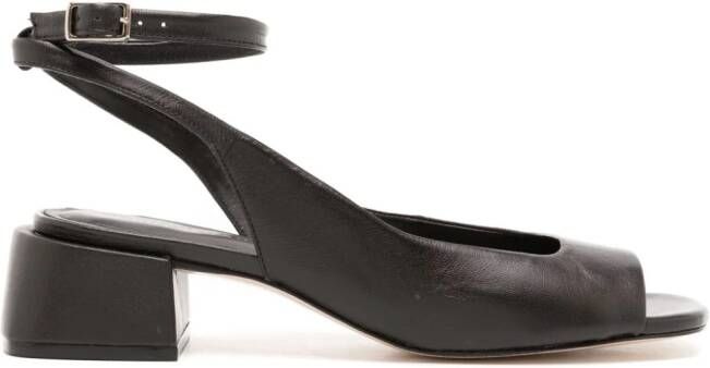Studio Chofakian square-toe leather sandals Black
