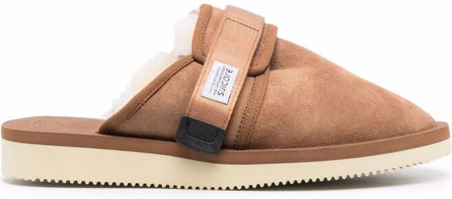 Suicoke fur lining slippers Brown