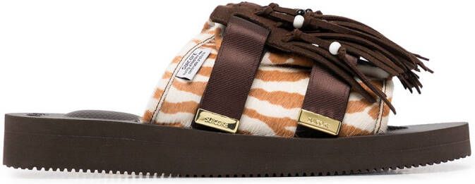 Suicoke HOTO printed calf-hair sandals Brown