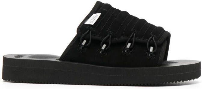 Suicoke logo open-toe slides Black