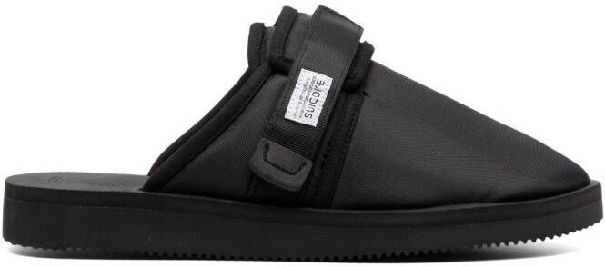 Suicoke logo patch slippers Black