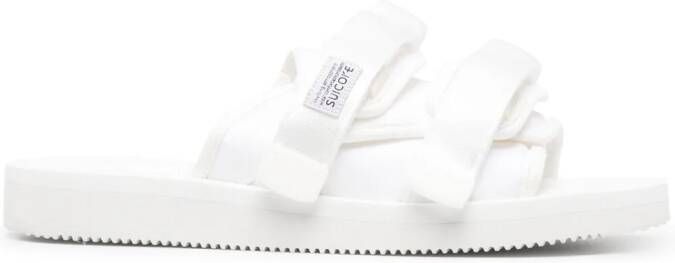 Suicoke logo touch-strap slides White