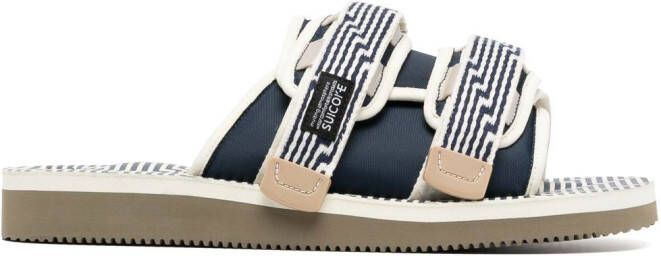 Suicoke MOTO jacquard touch-strap sandals Green