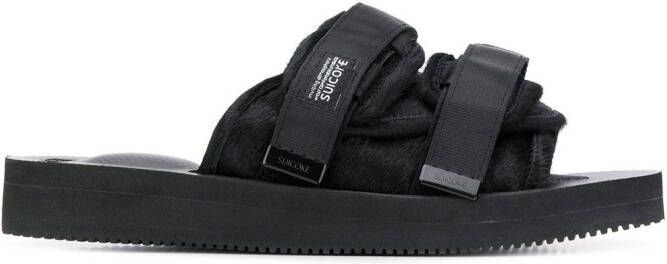 Suicoke Moto-VHL shearling trim sandals Black