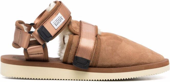 Suicoke shearling-lined closed toe sandals Brown