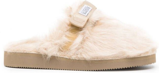 Suicoke Zavo 2-EU faux-fur slides Neutrals