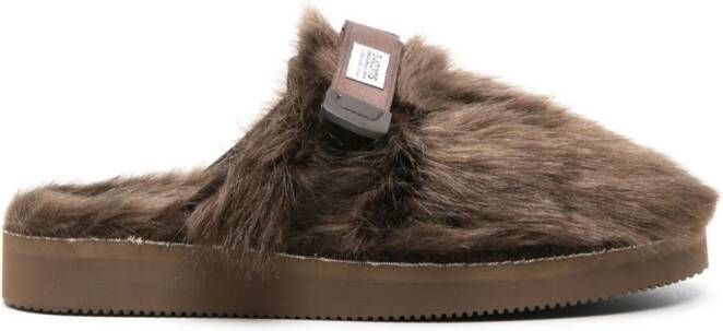 Suicoke Zavo faux-fur slippers Brown