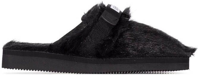 Suicoke Zavo Zeu faux-fur slippers Black