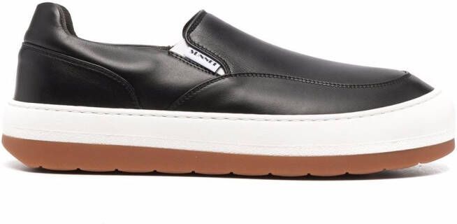 Sunnei panelled slip-on leather sneakers Black