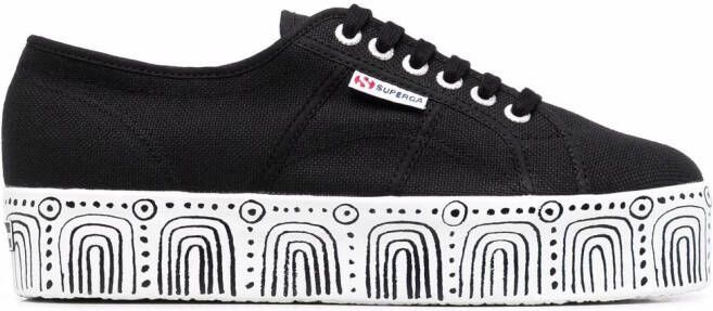 Superga abstract-pattern platform sneakers Black