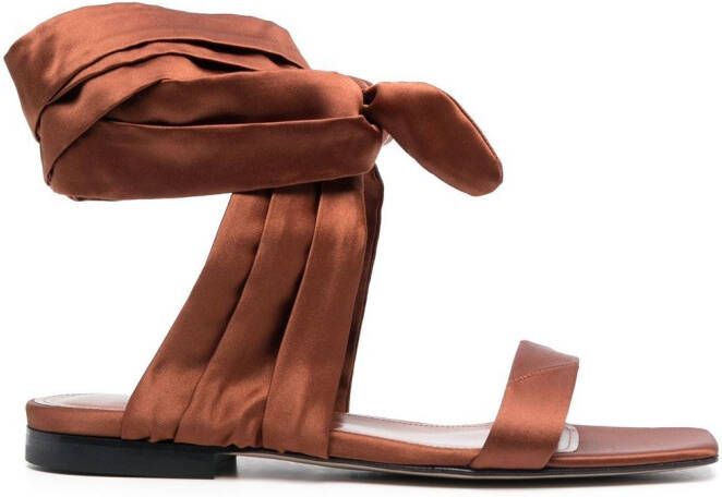 The Attico ankle-tie flat sandals Brown