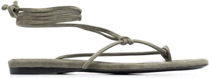 The Attico ankle-tie flat sandals Green