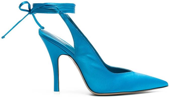 The Attico ankle-tied leather pumps Blue