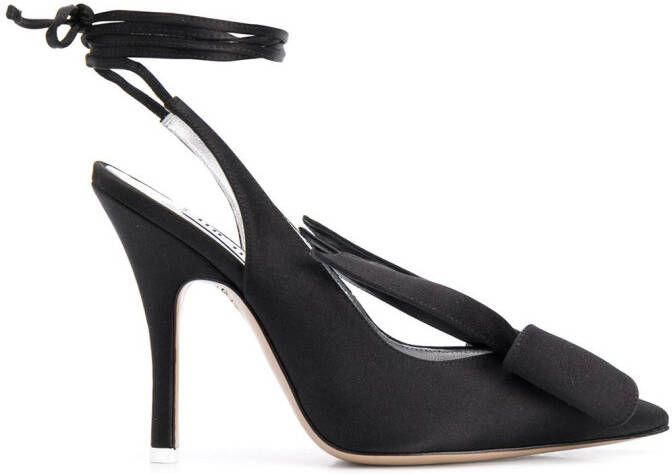 The Attico ankle-wrap satin pumps Black