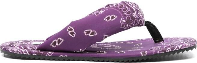 The Attico bandana-print flat slides Purple