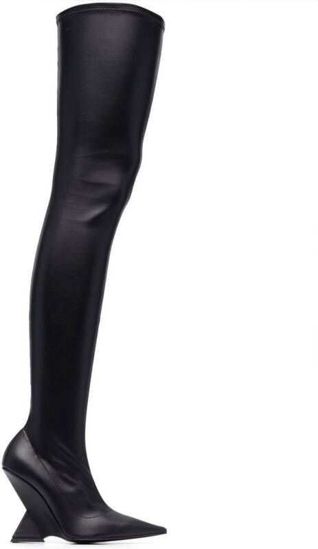 The Attico Cheope 105mm leather above-knee boots Black