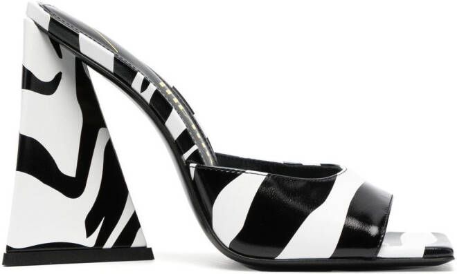 The Attico Devon zebra-print 115mm sandals Black