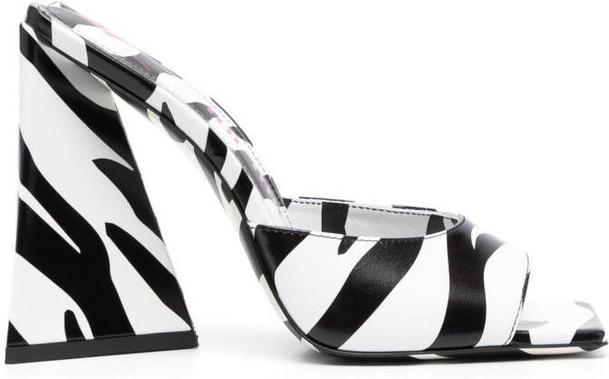 The Attico 115mm Devon zebra-print sandals White