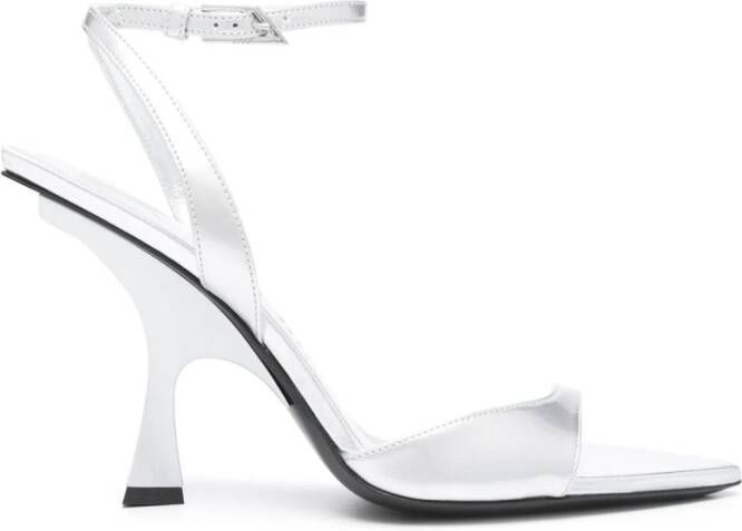 The Attico GG 95mm metallic leather sandals Silver