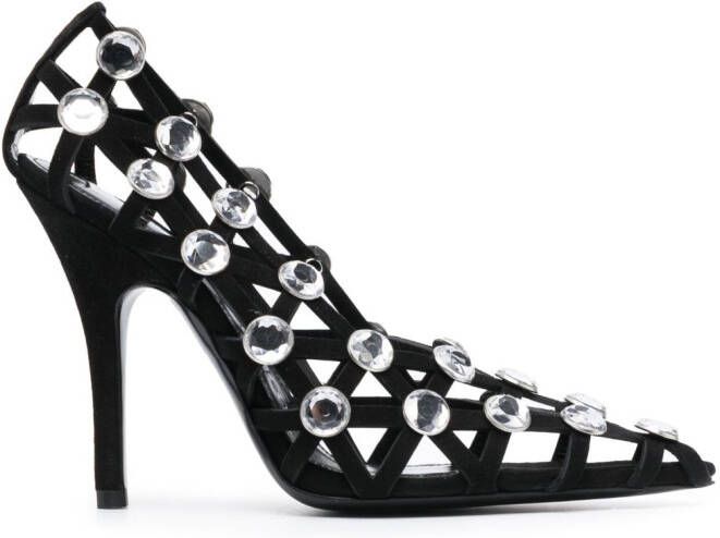 The Attico Grid 105mm rhinestone-embellished pumps Black
