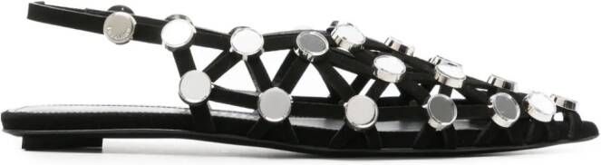 The Attico Grid rhinestone-embellished ballerina shoes Black
