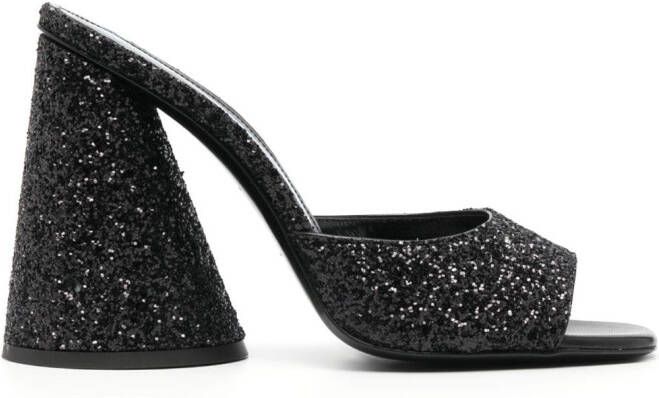 The Attico Luz 105mm glitter-embellished sandals Black
