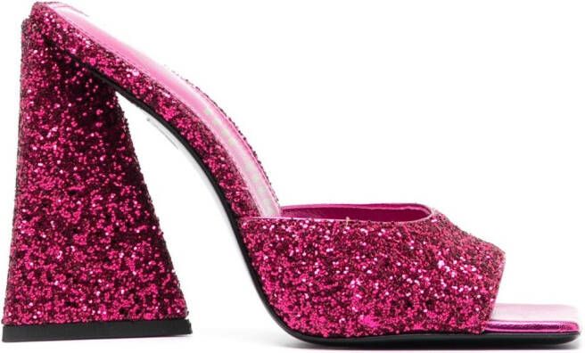 The Attico Devon 115mm glitter mules Pink