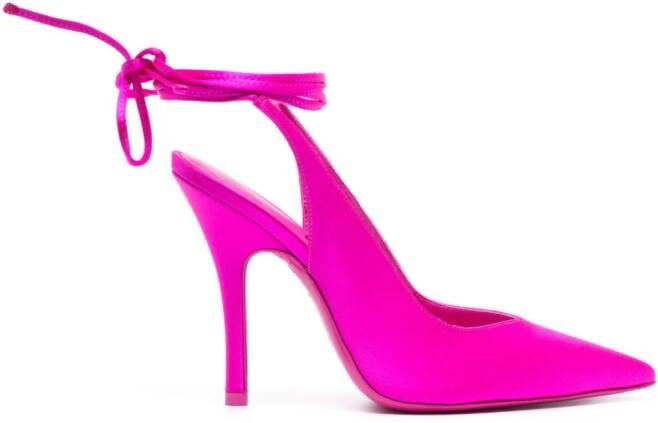 The Attico Venus 105mm satin slingback pumps Pink