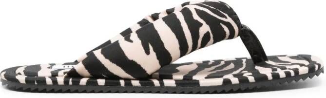 The Attico zebra-print square slides Neutrals