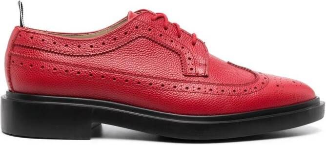 Thom Browne almond-toe leather brogues Red