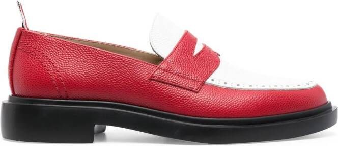 Thom Browne classic penny leather loafers Red