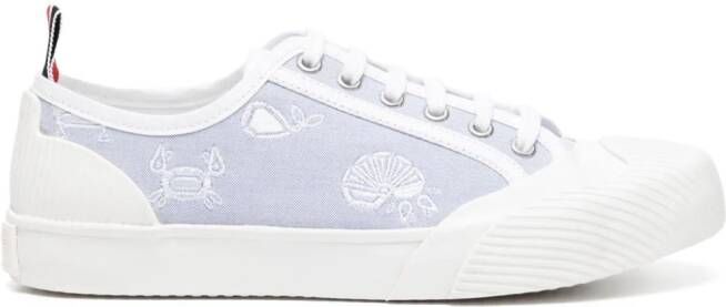 Thom Browne graphic-embroidered lace-up sneakers White
