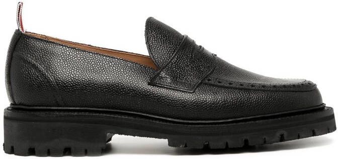Thom Browne RWB-stripe leather loafers Black