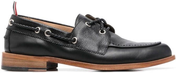 Thom Browne grosgrain-loop trim lace-up shoes Black