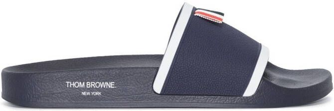 Thom Browne grosgrain-trim terrycloth slides Blue