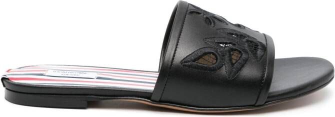 Thom Browne Icon Claquette leather slides Black