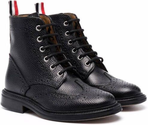 Thom Browne Kids brogue-detail lace-up boots Black