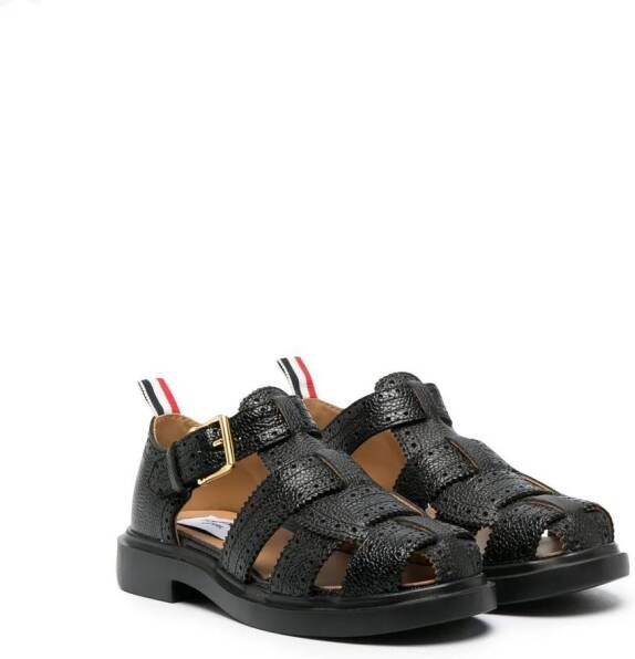 Thom Browne Kids fisher leather sandals Black