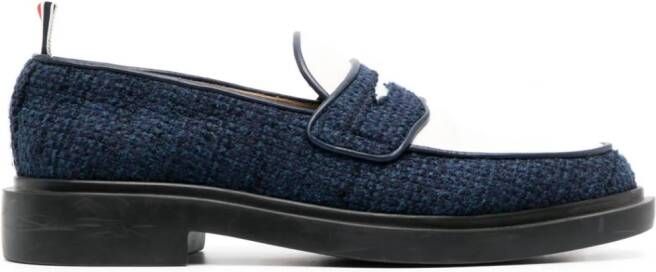 Thom Browne penny-slot tweed loafers Blue