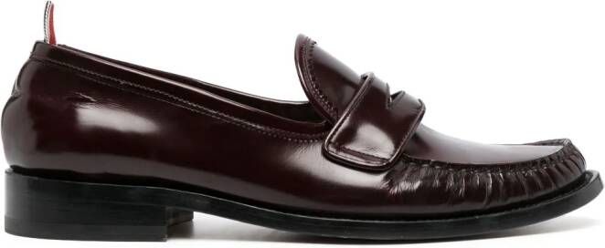 Thom Browne pleated leather penny loafers Red
