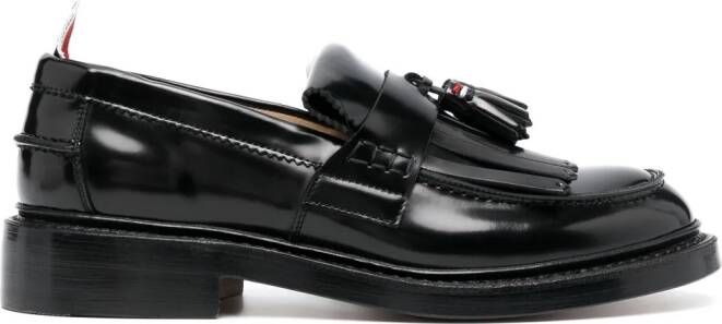 Thom Browne RWB-tab leather loafers Black