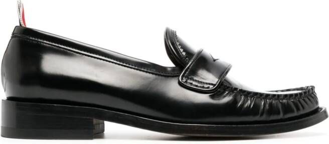 Thom Browne RWB-tab leather penny loafers Black