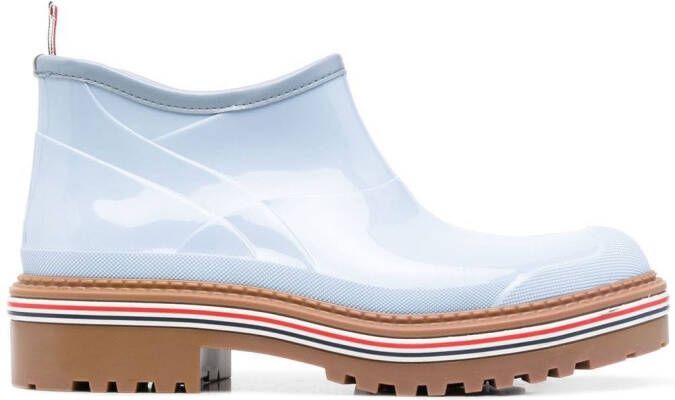 Thom Browne stripe-trim ankle boots Blue