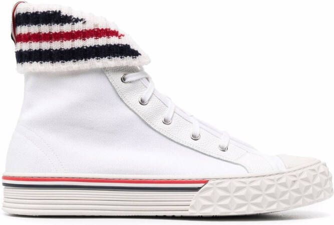 Thom Browne tartan-sole RWB stripe sneakers White
