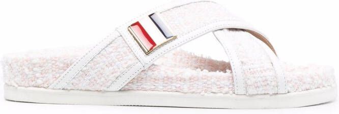 Thom Browne tweed slip-on sandals Pink