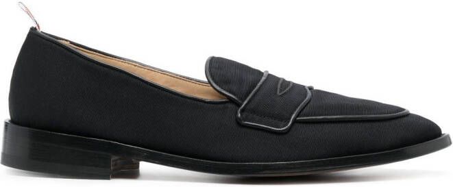Thom Browne RWB-stripe canvas penny loafers Black