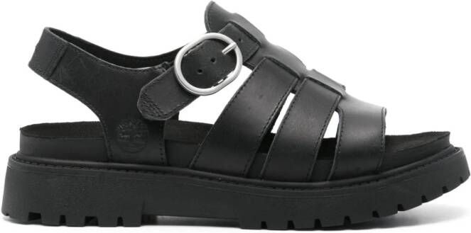 Timberland logo-debossed leather sandals Black