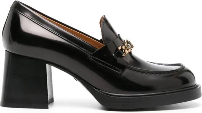 Tod's 65mm logo-plaque leather pumps Black