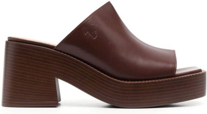 Tod's 80mm leather platform sandals Brown