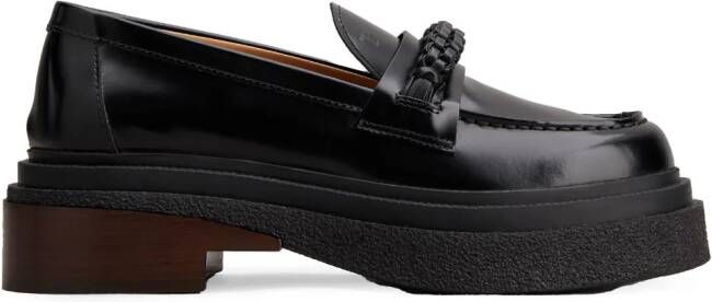 Tod's almond-toe leather loafers Black